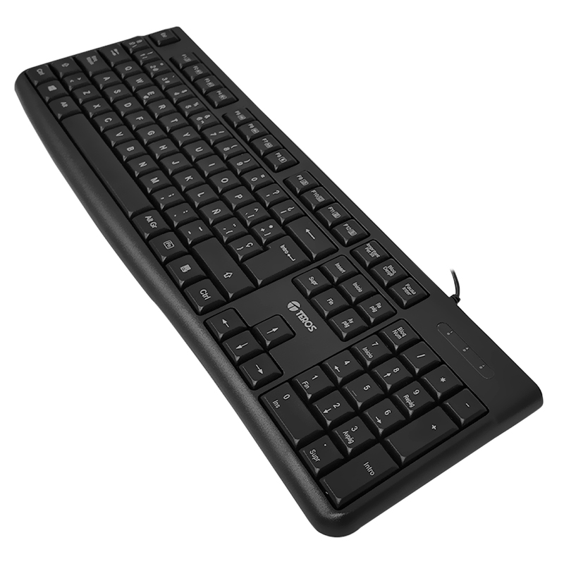 Teclado estándar TEROS TE-4067S, USB 2.0, negro