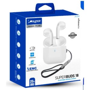 Super Super Buds 18 Audífono Modelo Bass (ENC - Bluetooth 5.4 - 20h música)