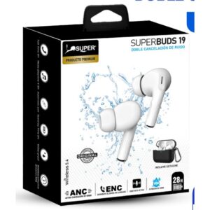 Super Super Buds 19 Doble Cancelación de Ruido (ANC - IPX4 - 28h música - incluye estuche)