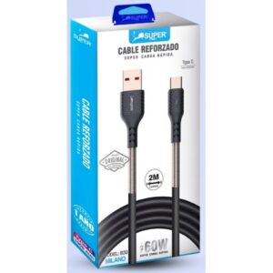 Super Cable Reforzado y Datos Modelo Tipo C (60W - 2 Metros)