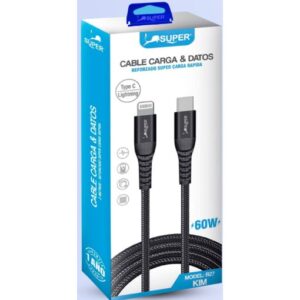Super Cable Reforzado y Datos Modelo Type C - Lightning (65W)