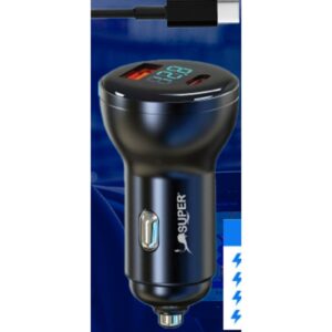 Super Cargador de Auto Digital Type-C (45W - 6.0A - pantalla digital)