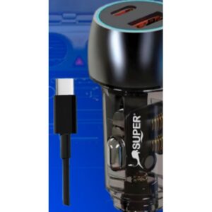 Super Cargador de Auto Transparente Type-C (65W - 6.5A)