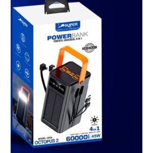 Super Power Bank Solar Octopus 2 60000mAh 4en1 (45W - carga solar)