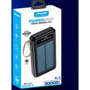 Super Power Bank Solar 3 30000mAh 4en1 (carga solar/inalámbrica)