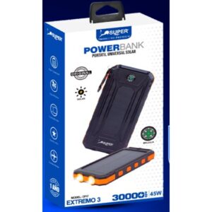 Super Power Bank Solar Extremo 3 30000mAh (45W - con brújula y linterna)