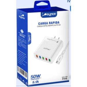 Super Cargador Super Five C9 Tipo C (5 puertos - 50W)