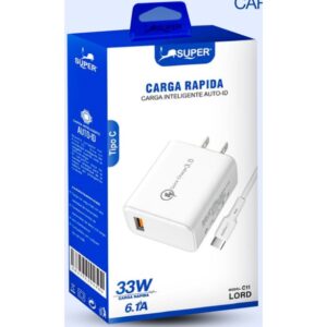 Super Cargador Lord Tipo C (33W - carga inteligente auto-id)