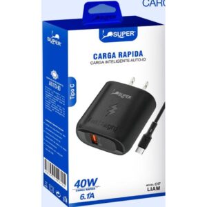 Super Cargador Liam Tipo C (40W - carga inteligente auto-id)