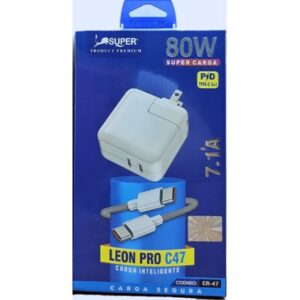 Super Cargador Modelo iPad Original Super de C a iPhone (80W - Leon Pro C47)