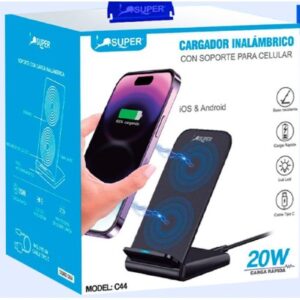 Super Cargador Inalámbrico con soporte para celular (20W)