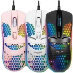 Enkore Mouse Gamer Geox EKM121 (con cable - 800/1200/1600 DPI - 54g - rosado/blanco/negro)