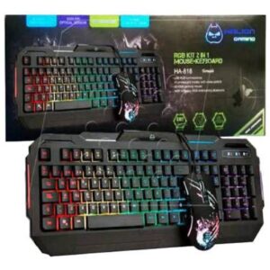 Halion Pack 2en1 Teclado + Mouse con Cable Halion RGB HA-818 (105 teclas - 6 botones mouse)