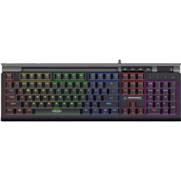 Micronics Teclado Gamer Mecánico Warrior (RGB - 47cm - pulsadores Outemu Blue)